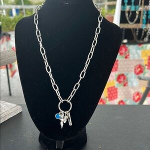 Silver Chain Necklace with Charms
